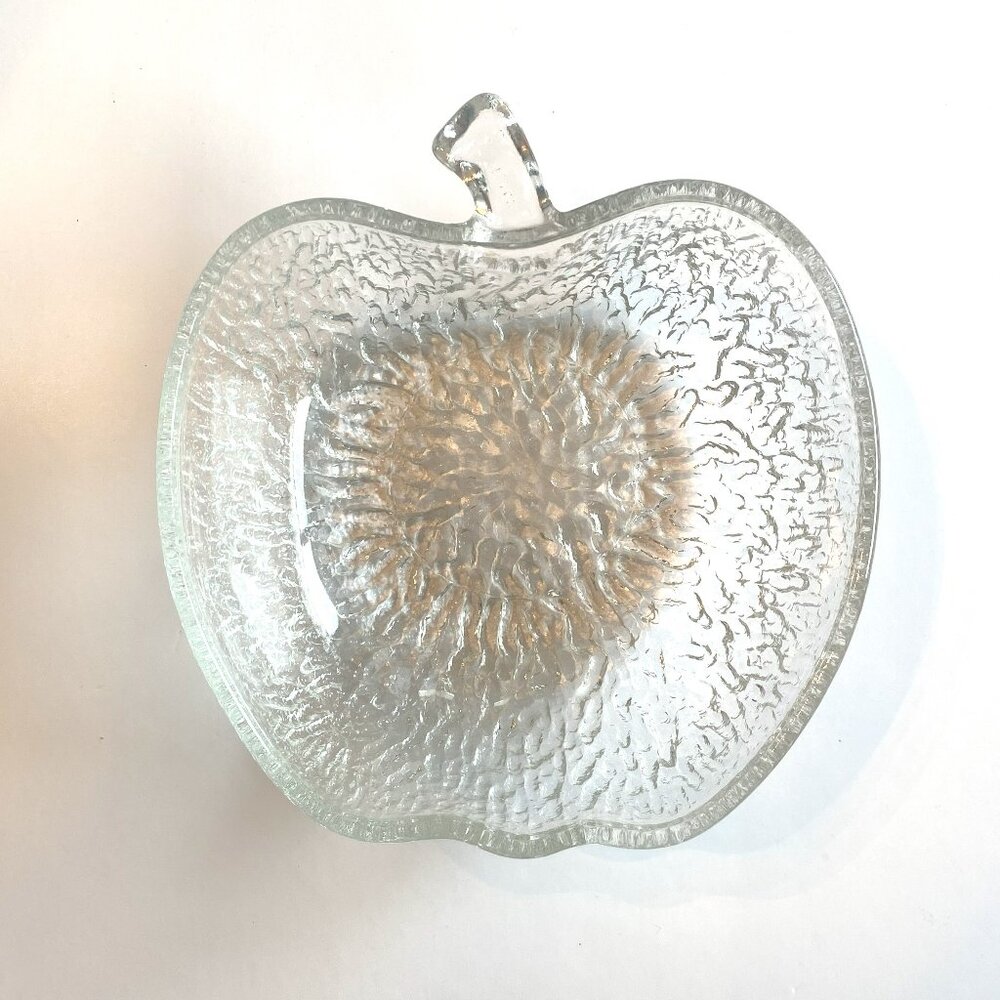 Vintage 1970's Glass Apple Shaped Fruit Bowl Dish